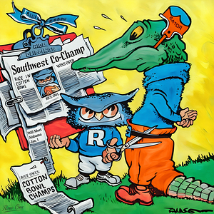 1954 Rice Owl Football Cartoon Art