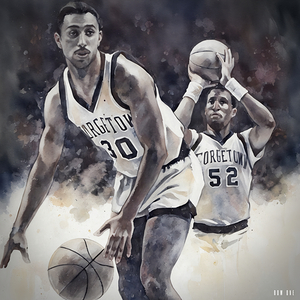 retro georgetown hoyas basketball art