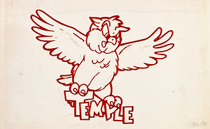 1970s Temple Owl Cartoon Art