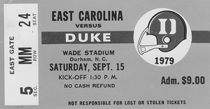 1979 Duke Football Ticket Black and White Remix