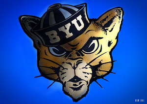 Vintage BYU Cougar Decal Art Remix