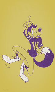 1980s Washington Husky Cartoon Art