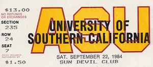1984 arizona state usc football ticket