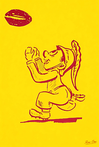 1940s USC Trojan Football Player Cartoon Art