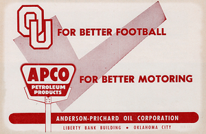 1959 OU Football Apco Oil Company Ad