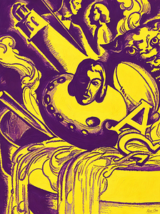 Vintage LSU Campus Tiger & People Art