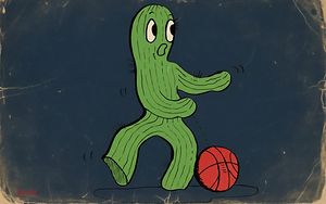 1950s Arizona Cactus Basketball Cartoon Art by Row One Brand