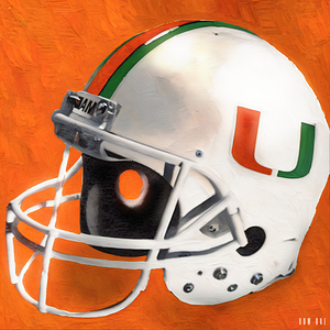 1980s miami hurricane football helmet art