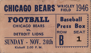 1946 Chicago Bears vs. Detroit Lions Ticket Art