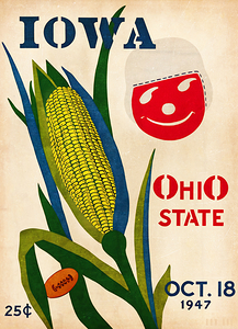 1947 Iowa Hawkeyes at Ohio State Buckeyes Football Cover Art