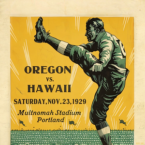 1929 Oregon vs. Hawaii Football Art