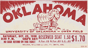 1938 Oklahoma Sooners Football Ticket Remix Art