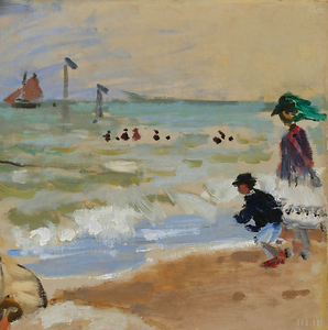 Monet Remix Art: Created From 1870 Camille on the Beach in Trouville 