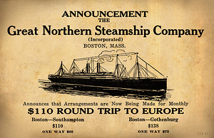 Early 1900s Boston to Europe Travel Ad 