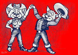 Vintage Arizona Wildcat Couple Cartoon Art