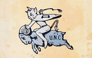 Vintage 1950s Duke UNC Cartoon Art