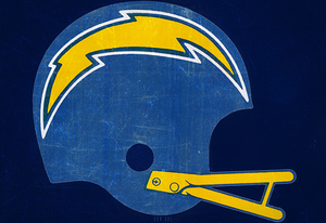 1980s San Diego Chargers Football Helmet Art