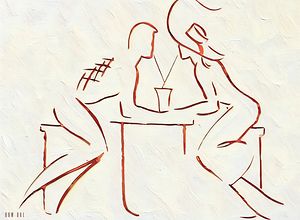 sharing a soda 1930s art