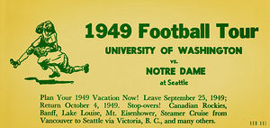 1949 Notre Dame Fighting Irish at Washington Huskies Ad
