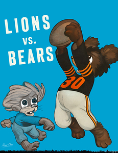 1940s Bears Lions Art by Keefe