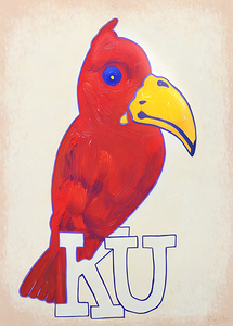 Early 1900s Red Kansas Jayhawk Art