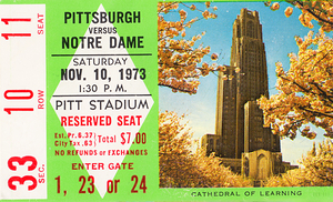 1973 Pittsburgh vs. Notre Dame Football Ticket Art