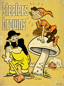 1954 Steelers vs. Browns Cartoon Art Remix
