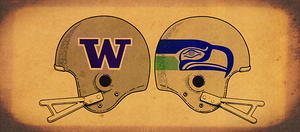 1976 Washington and Seattle Helmets Art Remix