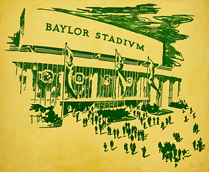 Vintage 1950s Baylor Stadium Art