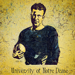 1920s University of Notre Dame Football Player Art Remix