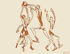 1950s Basketball Players Art