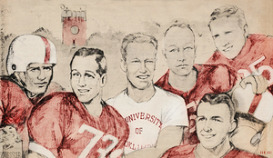 1955 Bud Wilkinson Oklahoma Sooners Football Art