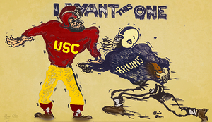 1940s USC Trojans vs. UCLA Bruins Cartoon by Eddie Peltz