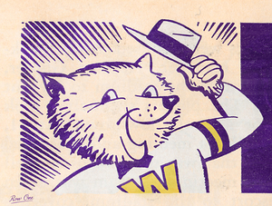 1950s Washington Husky Cartoon Art
