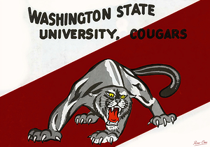 Vintage Washington State Cougar Art