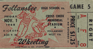 1968 Follansbee vs. Wheeling Football Ticket Art