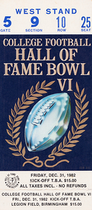 1982 Hall of Fame Bowl Ticket Wall Art