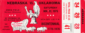 1975 Nebraska Cornhuskers at Oklahoma Sooners Row 26