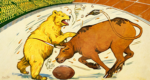 Vintage Baylor Bear and Texas Longhorn Football Cartoon