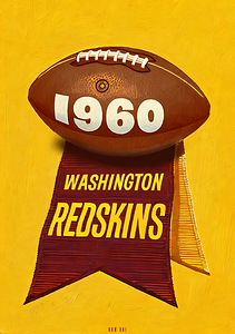 1960 Washington Redskins Football Art