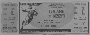 1956 Tulane vs. Ole Miss Ticket Black and White Remix