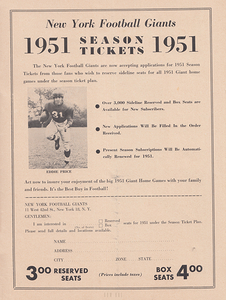 1951 New York Giants Season Tickets Ad