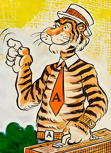 1963 Auburn Tiger Cartoon Art by Neel