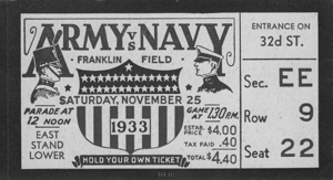 1933 Army Navy Ticket Black and White Remix