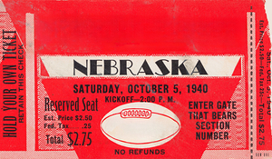 1940 Nebraska Football Ticket Remix Art