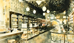 early 1900s drug store art soda fountain