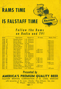 1958 LA Rams Schedule Falstaff Beer Ad