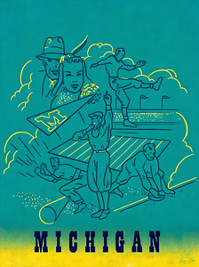 1940s Michigan Football Art Remix