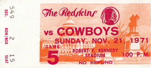 1971 Dallas Cowboys at Washington Redskins