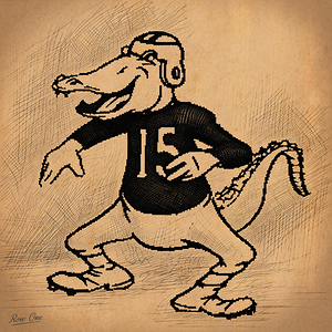 Vintage Florida Gator Cartoon Football Art